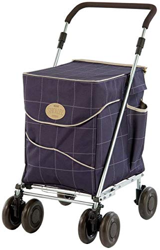 Carro de la Compra Plegable De Lujo 'Mulberry' de Sholley, Carrito de la Compra Fuerte y Estable, Ayuda para la Movilidad, 4 Ruedas 6 Ruedas, Asa Ajustable Altura y Ângulo, Hombres, Mujeres, Unisex