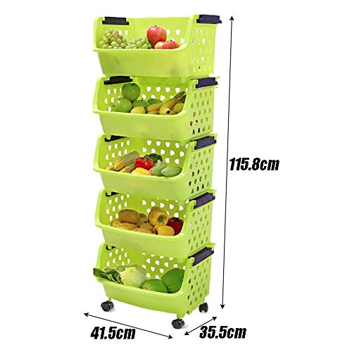 Carro de Servicio Estante de Almacenamiento móvil - Carritos de plástico para Servicios públicos con Ruedas, Adecuado para Frutas/Verduras/Ropa/artículos Diversos