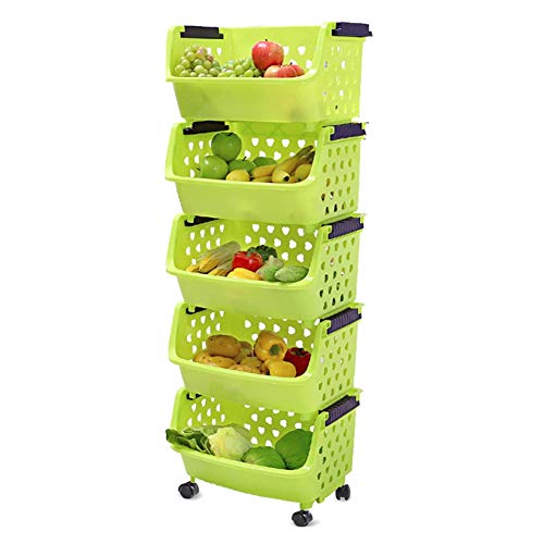 Carro de Servicio Estante de Almacenamiento móvil - Carritos de plástico para Servicios públicos con Ruedas, Adecuado para Frutas/Verduras/Ropa/artículos Diversos