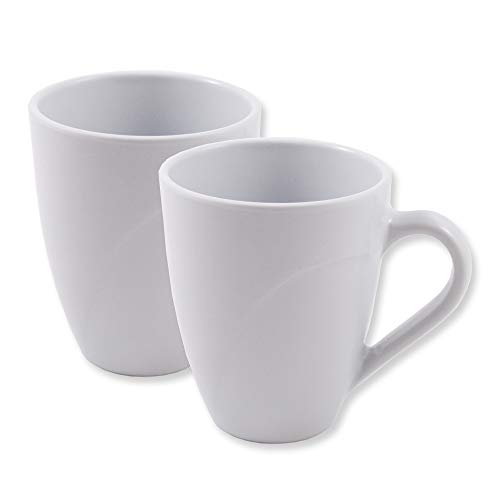 Cartaffini - 2 tazas de melamina, con mango largo - Dimensiones: Ø 8,3 cm/H 10 cm - Capacidad: 220 ml - Color: blanco