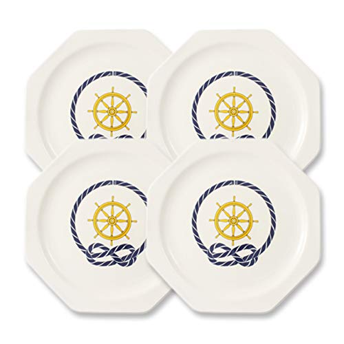cartaffini Srl Plato llano timón octogonal de melamina, 24 x 24 cm – Set 4 Piezas) – Color Blanco Marfil