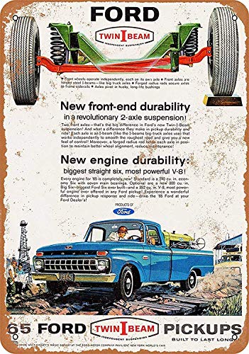Cartel de aluminio retro de metal de aluminio para camionetas con texto en inglés "BIT TINBG Pickup Trucks de 20 x 30 cm