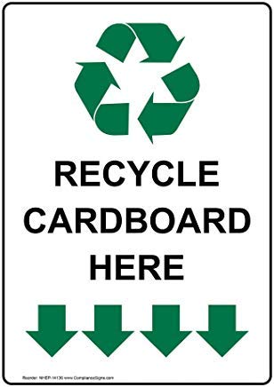 Cartel Vertical de Reciclaje con Texto en inglés y símbolo, Color Blanco