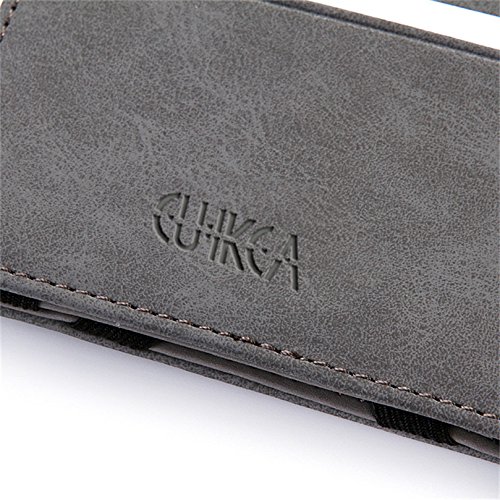 Cartera Pequeña de Cuero para Hombre, Kfnire Magia Monedero Bifold Tarjeteros Tarjetero Billetera con RFID Minimalista (Gris)