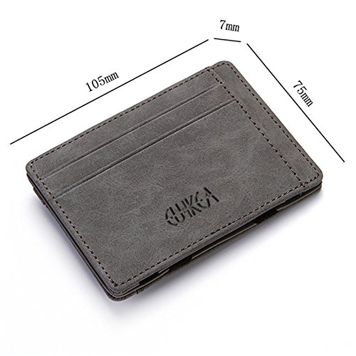 Cartera Pequeña de Cuero para Hombre, Kfnire Magia Monedero Bifold Tarjeteros Tarjetero Billetera con RFID Minimalista (Gris)