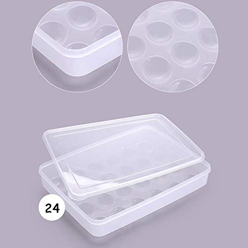 Cartón de Huevos Plástico, 2 Piezas Caja Envase para Huevos para la Nevera Caja con Tapa Huevera de Plástico, Puede Contener 24
