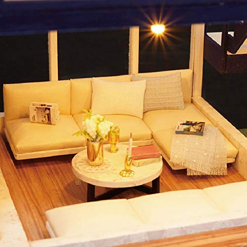 Casa de madera DIY Dollhouse Mini Kit Hecho a mano Doll House Miniature LED Light Cabin Cuento de hadas Decoración del hogar Casa Niñas Niños Vacaciones Regalos de cumpleaños