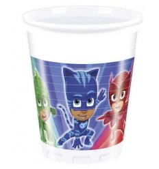Casa Dolce Casa - Juego de utensilios y recipientes de PJ Masks para fiestas, decorativo, kit n.° 29, 24 platos, 24 vasos, 40 servilletas, 1 oblea personalizable