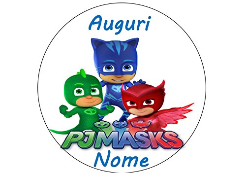 Casa Dolce Casa - Juego de utensilios y recipientes de PJ Masks para fiestas, decorativo, kit n.° 29, 24 platos, 24 vasos, 40 servilletas, 1 oblea personalizable