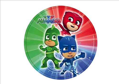 Casa Dolce Casa - Juego de utensilios y recipientes de PJ Masks para fiestas, decorativo, kit n.° 29, 24 platos, 24 vasos, 40 servilletas, 1 oblea personalizable