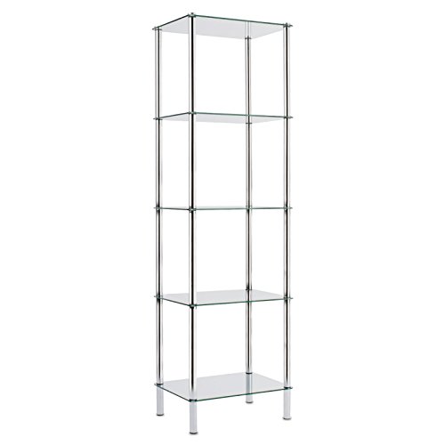 Casa Pura - Estantería de cristal ideal para el baño, cocina y oficina, vidrio, Glass Shelf 40x30x134 cm (Gina)
