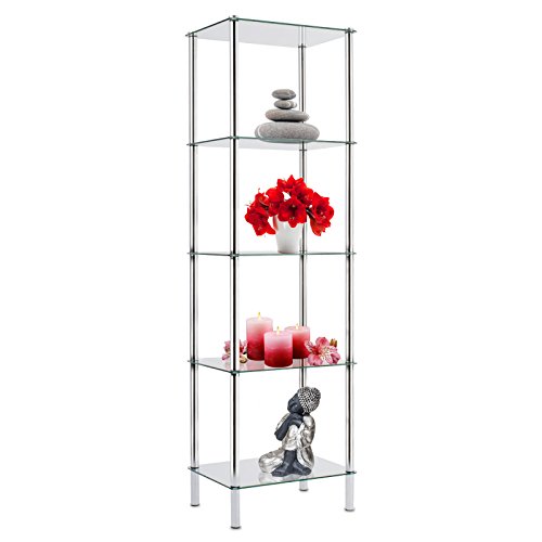 Casa Pura - Estantería de cristal ideal para el baño, cocina y oficina, vidrio, Glass Shelf 40x30x134 cm (Gina)