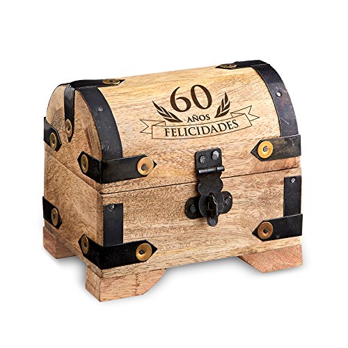 Casa Vivente Cofre para Hombres y Mujeres de Madera Clara 60 Cumpleaños Largo 10 cm Ancho 7 cm Alto 8,5 cm