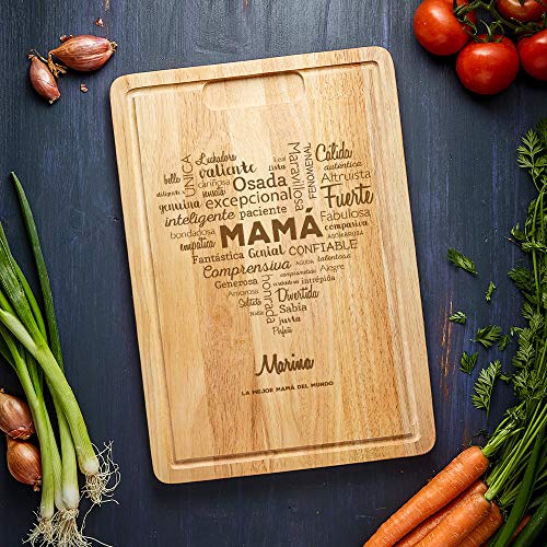 Casa Vivente Tabla de Cortar de Madera Personalizada con Grabado Definiciones de Mamá en Forma de Corazón Peso 2 kg