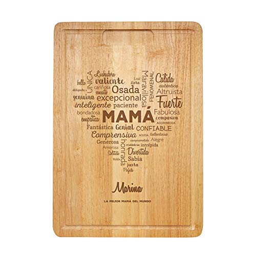 Casa Vivente Tabla de Cortar de Madera Personalizada con Grabado Definiciones de Mamá en Forma de Corazón Peso 2 kg