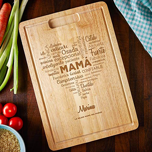 Casa Vivente Tabla de Cortar de Madera Personalizada con Grabado Definiciones de Mamá en Forma de Corazón Peso 2 kg