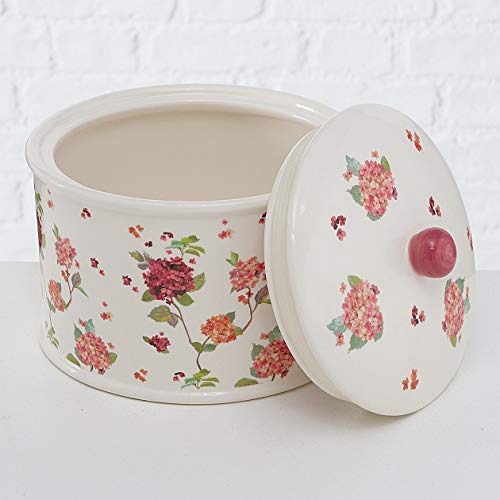 CasaJame Hogar Cocina Almacenamiento Organización Alimentos Tarro Bote para Galletas con Motivo Floral Mayólica Altura 15 cm Ø 18 cm