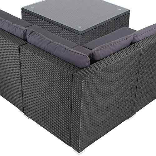 Casaria Conjunto de jardín Gris Lounge Exterior Set de Muebles con Mesa y cojínes para su jardín terraza 210x210x70 cm