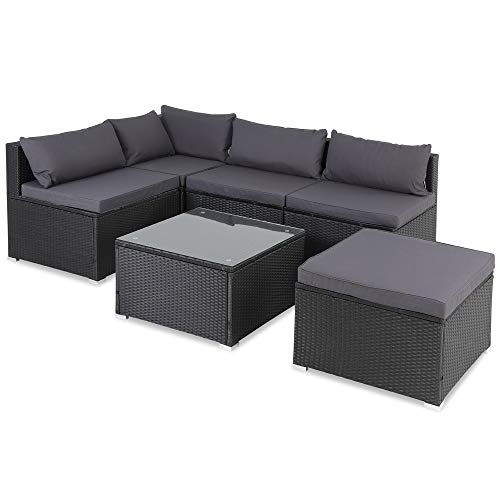 Casaria Conjunto de jardín Gris Lounge Exterior Set de Muebles con Mesa y cojínes para su jardín terraza 210x210x70 cm