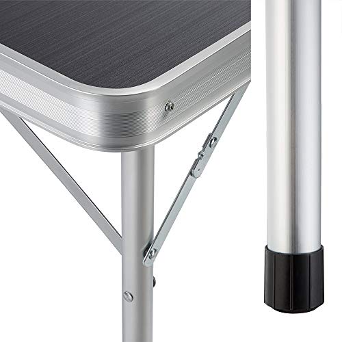 Casaria Mesa de Camping con 2 Bancos Plegables con función de Maleta para Mejor Transporte Aluminio Color Gris para jardín