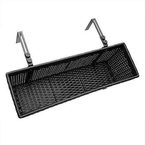 Casaria Set de 2 Maceteros Negros de poliratán con Soporte de Acero 60x20x19cm para su balcón Terra Ventana decoración