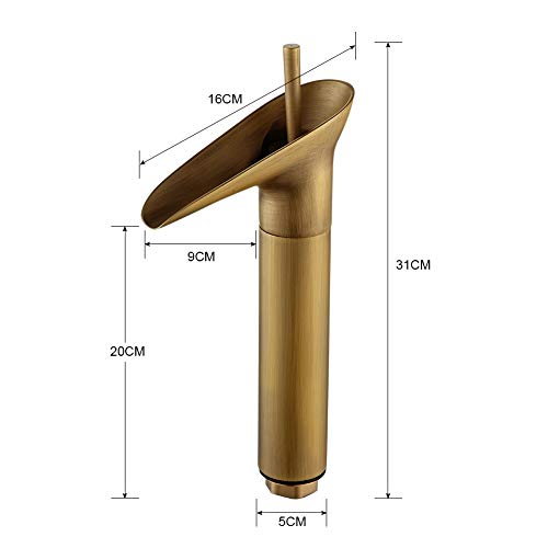 Cascada Grifo Baño kisimixer Monomando Lavabo Grifo de Cuenca Griferia Lavabo Grifo Mezclador Para Lavabo Grifo de baño Alto Agua,latón antiguo
