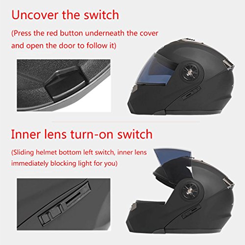 Cascos Casco de doble lente Motocicleta/casco Casco de protección solar para hombre y mujer/Four Seasons Common Helmet (Color : Black)