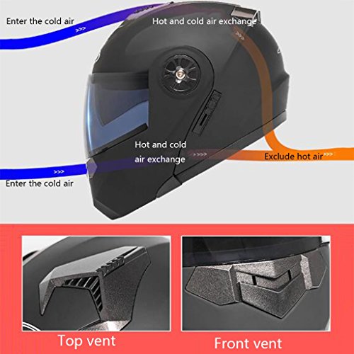 Cascos Casco de doble lente Motocicleta/casco Casco de protección solar para hombre y mujer/Four Seasons Common Helmet (Color : Black)