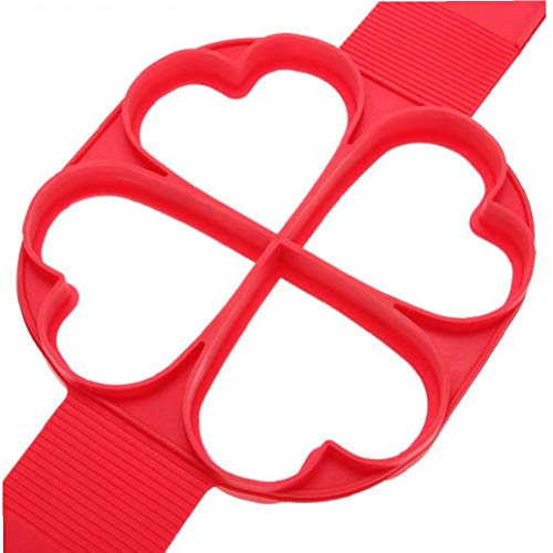 Case&Cover 1 Herramienta de la Cocina Antiadherente Crepe máquina Huevo Anillo de la máquina 4 Agujero de Silicona del Molde de la Crepe Frito Molde Huevo del Cuadrado del corazón Redondo de la Flor
