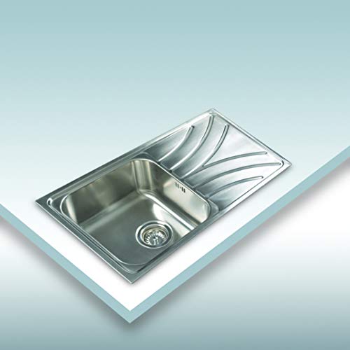 Cata 2606600 CDL 1 | Fregadero sobre Encimera | Cubeta Cuadrada con Escurridor | Ideal para Mueble de 45 cm, Acero Inoxidable