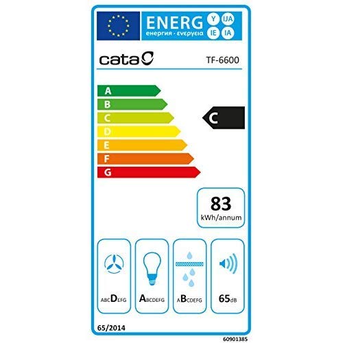 Cata | Campana de extracción telescópica | Modelo: TF 6600 DURALUM | 2 niveles de extracción | Panel de Control Mecánico | Acabado en inox | Clase de eficiencia energética: C