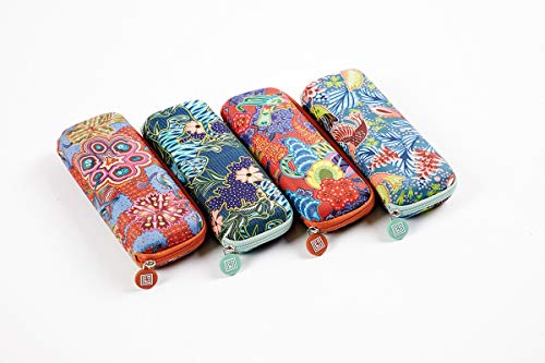 Catalina Estrada for EZPELETA Paraguas Plegable antiviento de Mujer, tamaño Mini y Apertura Manual. Incluye Estuche rígido. Tejido Estampado Flores - Naranja - Conejo