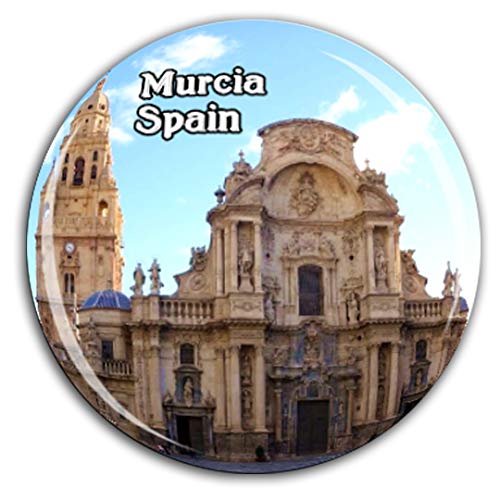 Catedral de Santa María Murcia España Imán de Nevera Cristal 3D Cristal Ciudad Turística Recuerdo de Viaje Colección Regalo Fuerte Refrigerador Pegatina