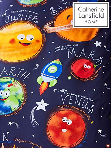 Catherine Lansfield Happy Space Easy Care - Juego de Funda de edredón Individual, Color Azul Marino