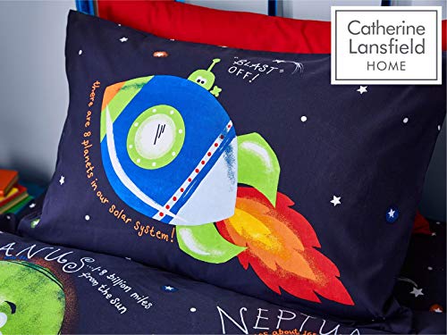 Catherine Lansfield Happy Space Easy Care - Juego de Funda de edredón Individual, Color Azul Marino