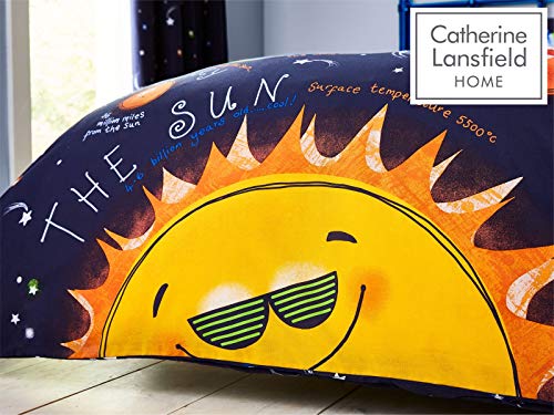 Catherine Lansfield Happy Space Easy Care - Juego de Funda de edredón Individual, Color Azul Marino