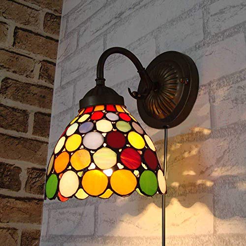 CattleBie Plug-in de Cristal de Pared de luz, Estilo de Tiffany de imitación de la Gema lámpara de Pared de la lámpara FixtureWith tapón Incluido en la Lista de la CE de la Cuerda, sin Bombilla