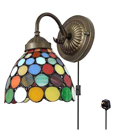 CattleBie Plug-in de Cristal de Pared de luz, Estilo de Tiffany de imitación de la Gema lámpara de Pared de la lámpara FixtureWith tapón Incluido en la Lista de la CE de la Cuerda, sin Bombilla