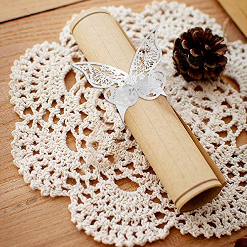 CattleyaHQ Anillos de servilletas de 30 piezas, hebillas de servilletas de papel de mariposa huecas, servilletero brillante reflectante para bodas, banquetes, cenas, decoración de mesas de fiesta