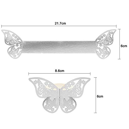 CattleyaHQ Anillos de servilletas de 30 piezas, hebillas de servilletas de papel de mariposa huecas, servilletero brillante reflectante para bodas, banquetes, cenas, decoración de mesas de fiesta