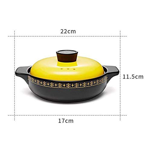 Cazuela, estofado, olla de sopa,Cazuela Cacerola De Hierro Fundido Cacerola Plato Con Tapa Para Horno Pyrex Cacerola Platos Con Tapas, Estofado Sopa Hogar Cocina De-yellow-1.6L