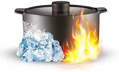 Cazuela Para Horno Cazuelas De Cocina Arcilla CoccióN Lenta Cacerola Saludable De Doble Mango Gres Negro 1.6L-Negro_4.5L