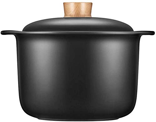 Cazuela Para Horno Cazuelas De Cocina Arcilla CoccióN Lenta Cacerola Saludable De Doble Mango Gres Negro 1.6L-Negro_4.5L