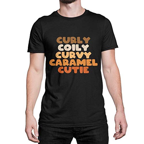 CCANE7 Curly Coily Curvy Caramel Cutie Men's Funny Funny Camiseta de Manga Corta Personalizada