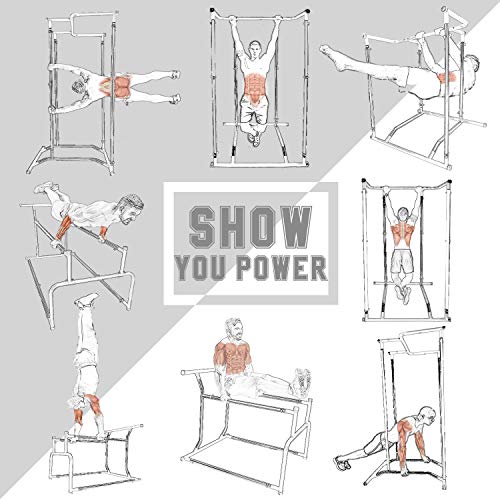 CCLIFE Pull up Bar Barra de dominadas Pull up portátil Portable Peso Corporal Barra dominadas Dip Torre Soporte con Guantes
