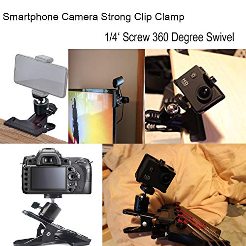 CCRoom Aluminio de Trípode de la Cámara, Trípode de Teléfono con Control Remoto Bluetooth y Smartphone Clip Mount Apto para iPhone Samsung e Altre Smartphones (Negro)