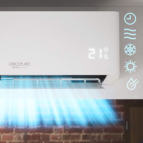 Cecotec Aire acondicionado split EnergySilence 12000 AirClima. 12000 BTU, bomba de calor, pantalla LED, mando a distancia, 5 modos, temporizador 24h, 62db, clasificaci—n energŽtica A++