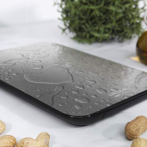 Cecotec Báscula de Cocina Digital Cook Control 9000 Waterproof. Acero Inoxidable, Resistente al Agua, Pantalla LCD Retroiluminada Extraíble, Capacidad Máxima 10 Kg