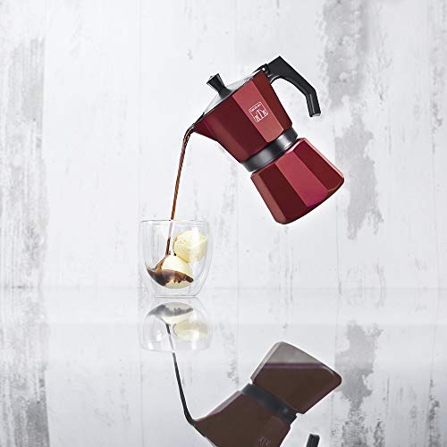Cecotec Cafetera italiana Mimoka 600 Garnet. Fabricada en aluminio fundido de alta calidad, Apta para cualquier superficie térmica, Para 6 tazas de café