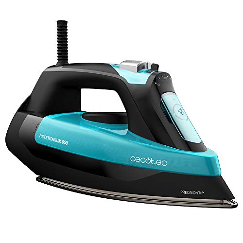 Cecotec Force Titanium 650 - Plancha de Vapor, Sistema de Filtrado, Gran Depósito de 420 ml con Ventana Transparente, Gran Potencia de 2800 W